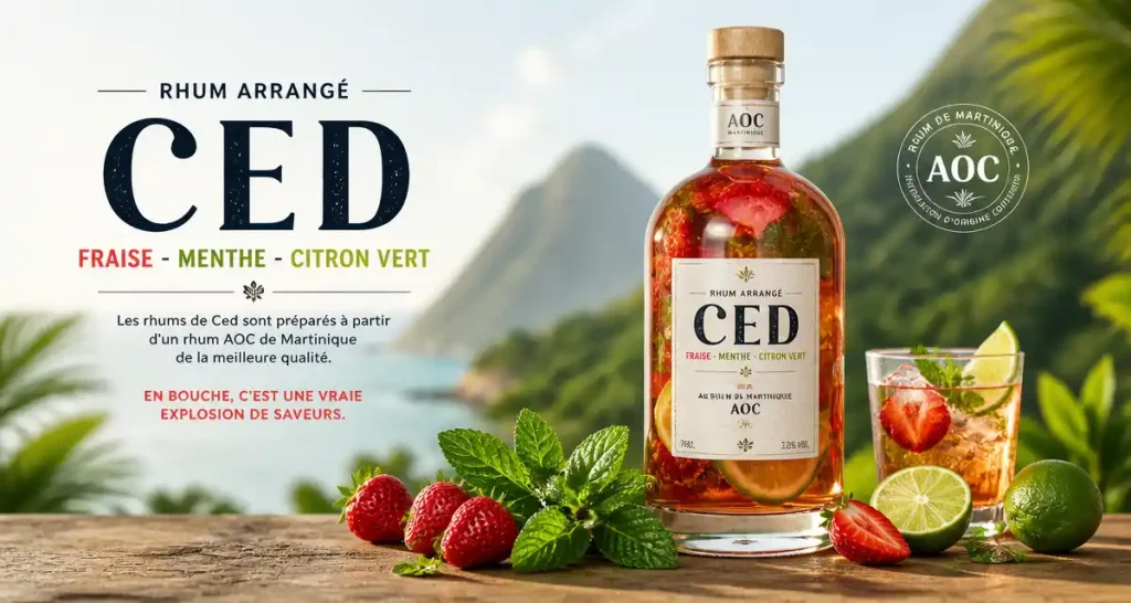Rhum arrangé – Fraise Menthe Citron vert – Ced