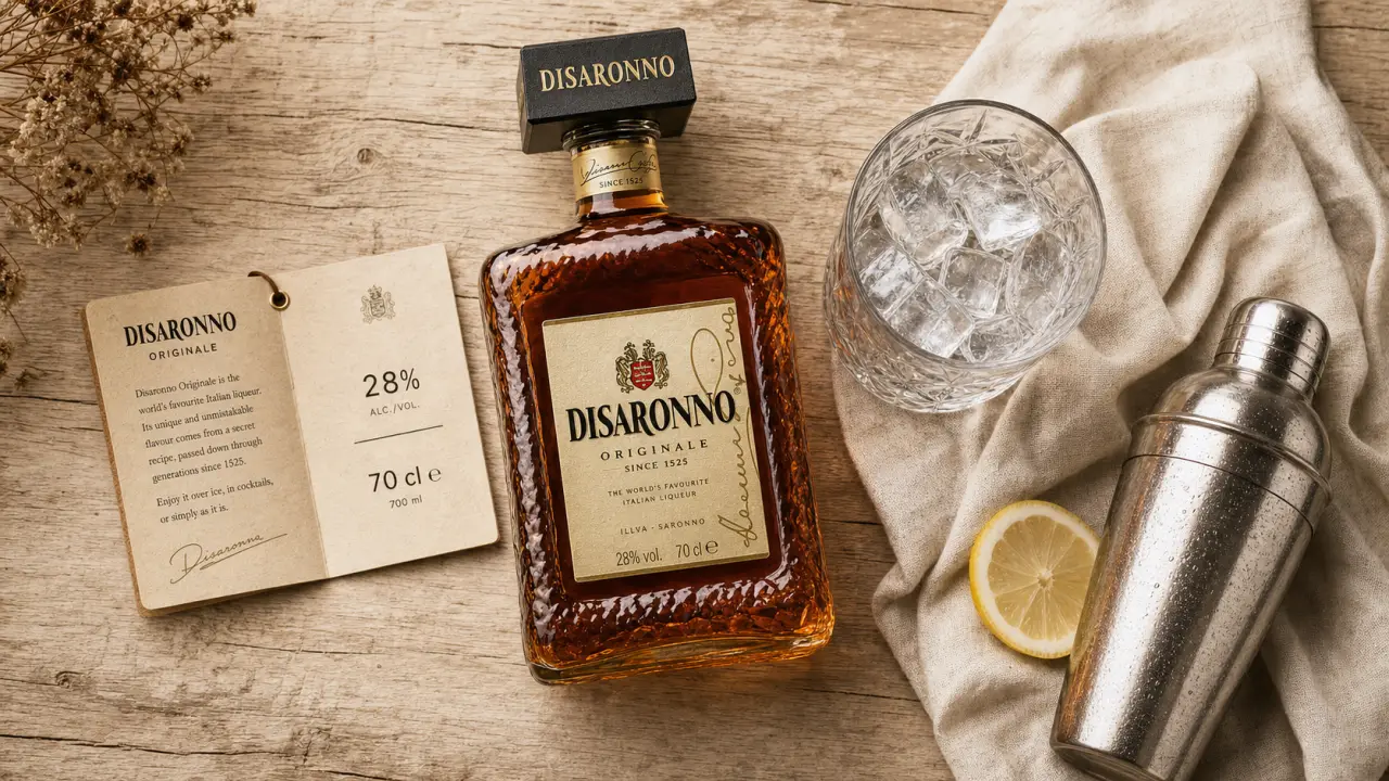 Disaronno amaretto 28% : bouteille Saronno et goût d’amande
