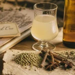 Henri Bardouin pastis Grand Cru Forcalquier, verre avec 65 plantes et épices