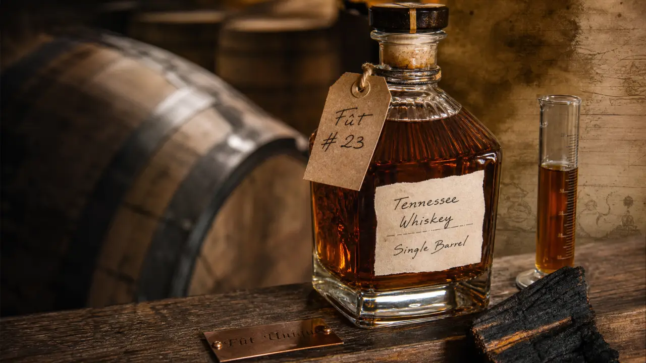 jack daniel's single barrel, bouteille et fût unique en chêne