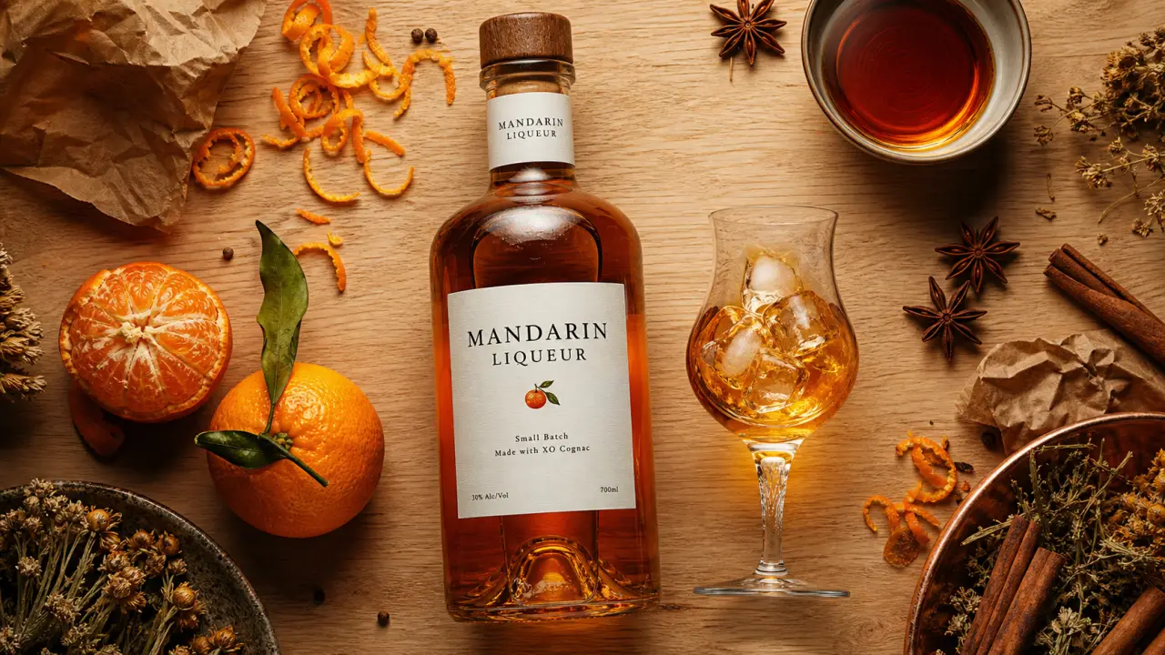 Mandarine napoleon, liqueur belge à 38° à la mandarine sur glace