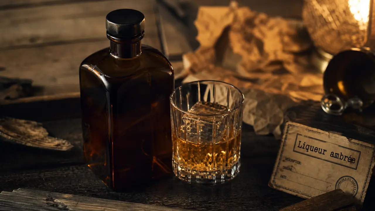 Southern Comfort : bouteille et verre de liqueur ambrée style whisky