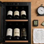 cave à vin la sommeliere ouverte, thermomètre et bouteilles