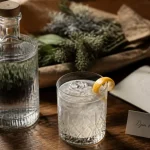 Photo de djin sans alcool botanique, verre et glaçons