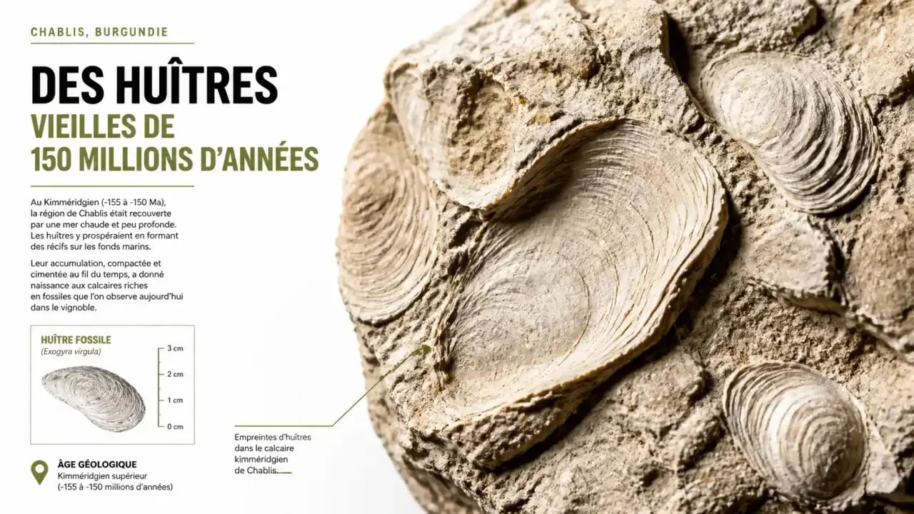 Terroir kimméridgien et fossiles d'huîtres typiques du vignoble de Chablis