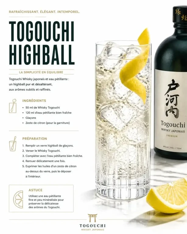 Cocktail Togouchi Highball avec whisky Togouchi Premium