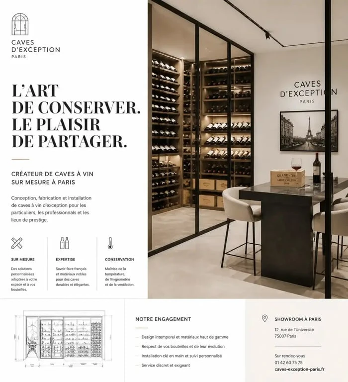 Showroom de cave à vin haut de gamme pour un achat à Paris
