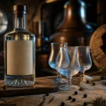 Genievre de Houlle sur table : verres givrés et baies de genévrier