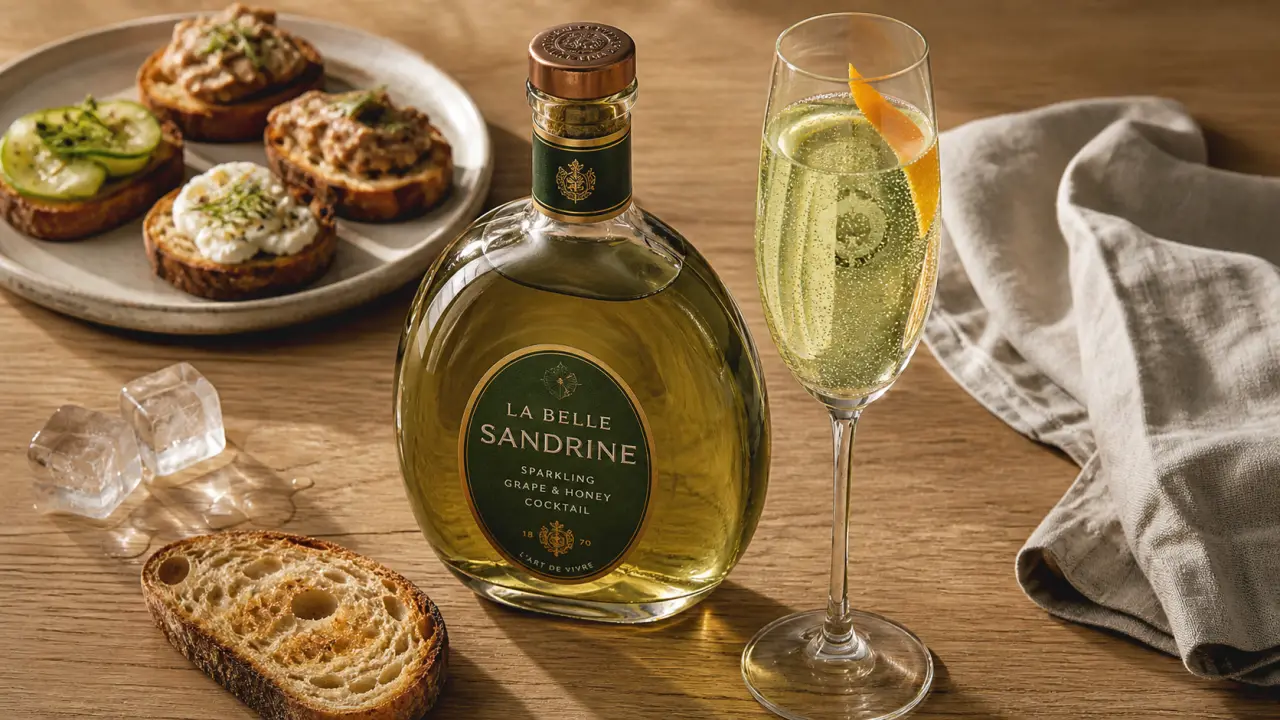 La Belle Sandrine apéritif armagnac 16% très frais, verre et glaçons
