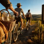 velo vin copain gaillac : amis à vélo dans les vignes, verres à vin