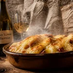 Vin blanc tartiflette : tartiflette et verre de vin blanc Savoie