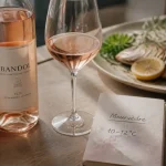 Bandol vin rosé Mourvèdre, verre et bouteille, 10–12°C