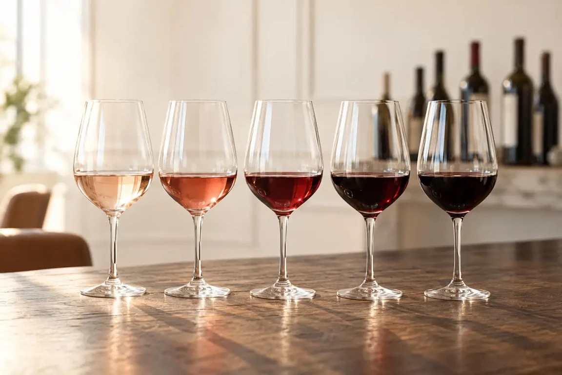 Verres alignés lors d'une dégustation de vin argentin à Paris