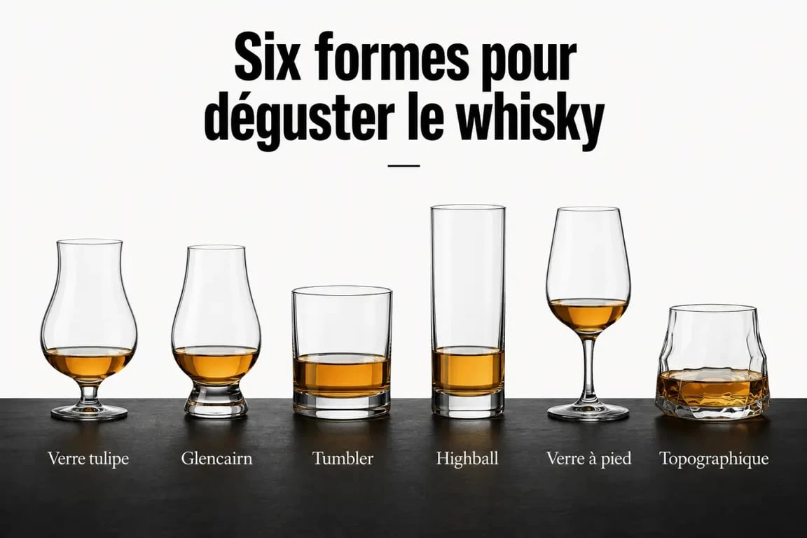 Comparatif des verres whisky originaux avec différentes formes et usages