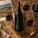 Vayssette vin gaillac : bouteille et verres de dégustation
