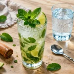 Cocktail au rhum blanc mojito frais, menthe et citron vert