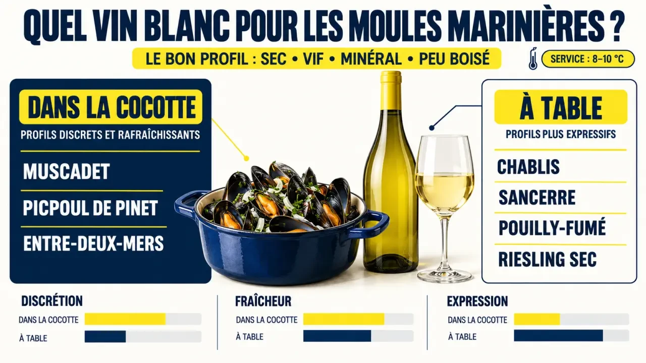 Quel vin blanc pour les moules marinières : comparaison des appellations et critères de choix