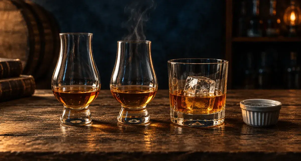 Trois verre wisky : tulipe, Glencairn et tumbler