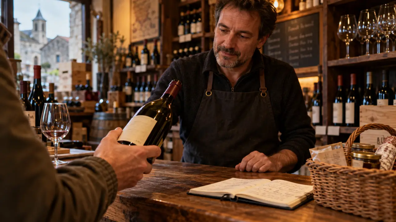 Vin bio combrailles dans une cave à Pontgibaud : bouteille ambrée et carnet de dégustation