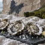 Vin blanc huitre : huîtres et vin blanc sec sur ardoise